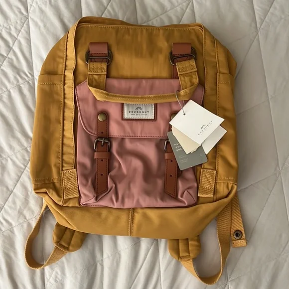 Doughnut Macaroon Backpack in yellow x rose NEW with Tags - Picture 1 of 16